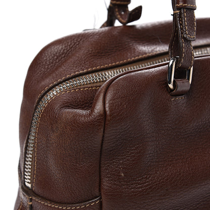 Prada Vitello Daino Embossed Logo Bowler Bruciato 12 of 15