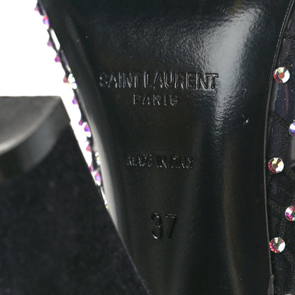 Saint Laurent Mesh Crystal Koller 100 Knee High Boots 37 Black 7 of 7