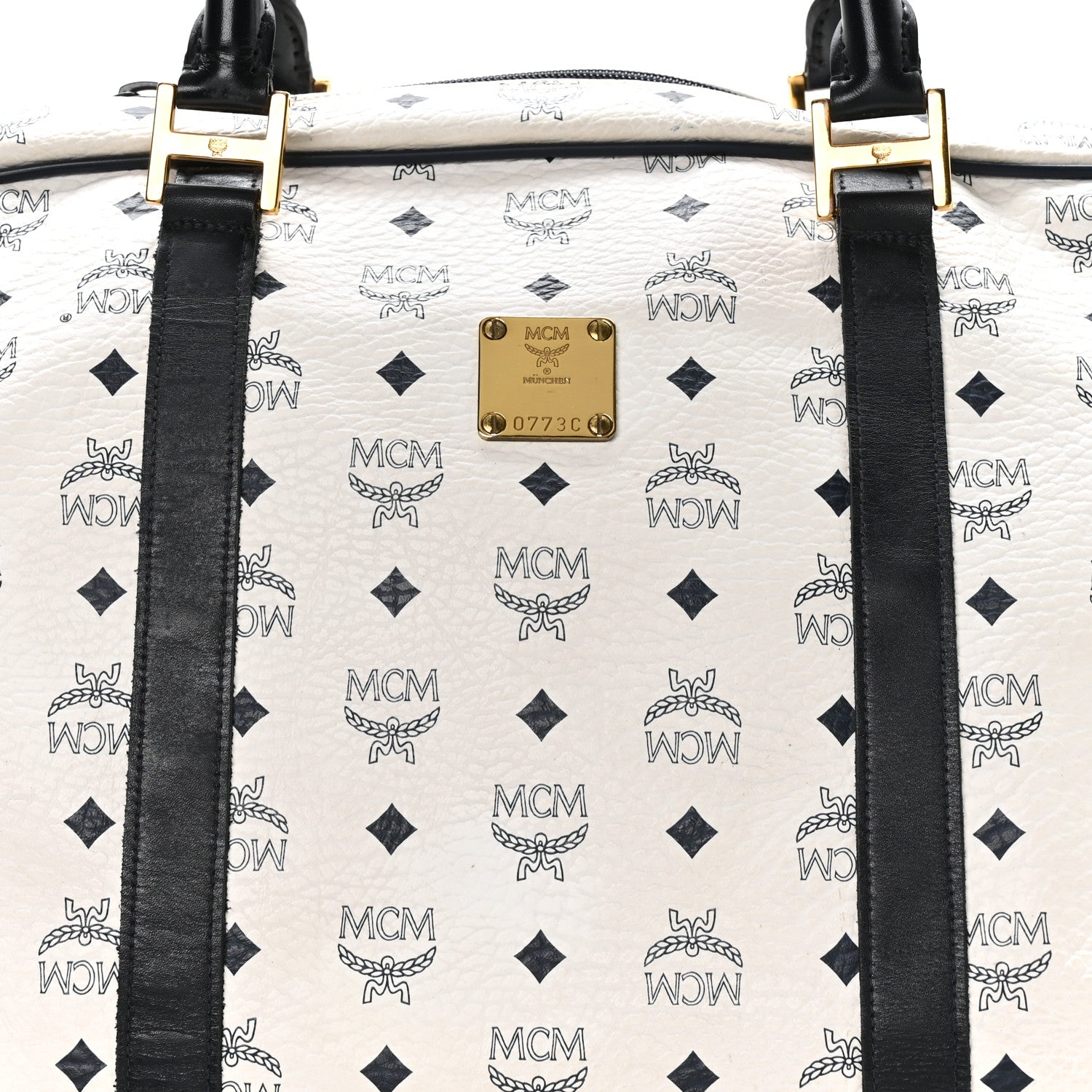 MCM Visetos Weekender Duffle Bag White 7 of 9
