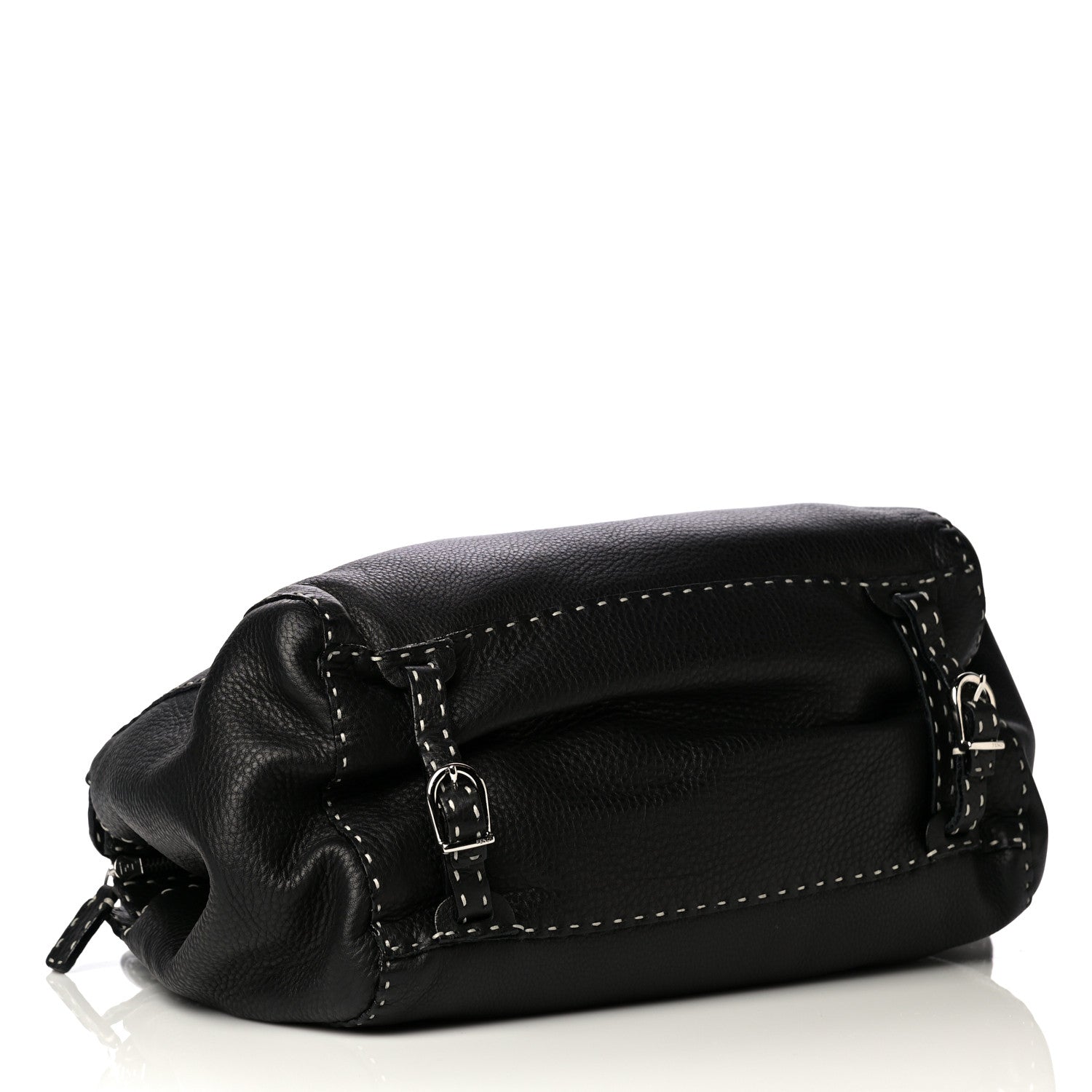 Fendi Calfskin Romano Selleria Satchel Black 4 of 8
