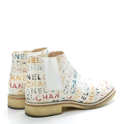 Chanel Canvas Logo Short Boots 38.5 Multicolor 4 of 17