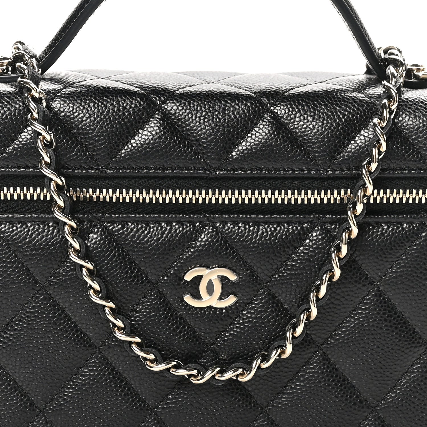 Chanel Caviar Quilted Top Handle Slim Vanity With Chain Black 8 of 10