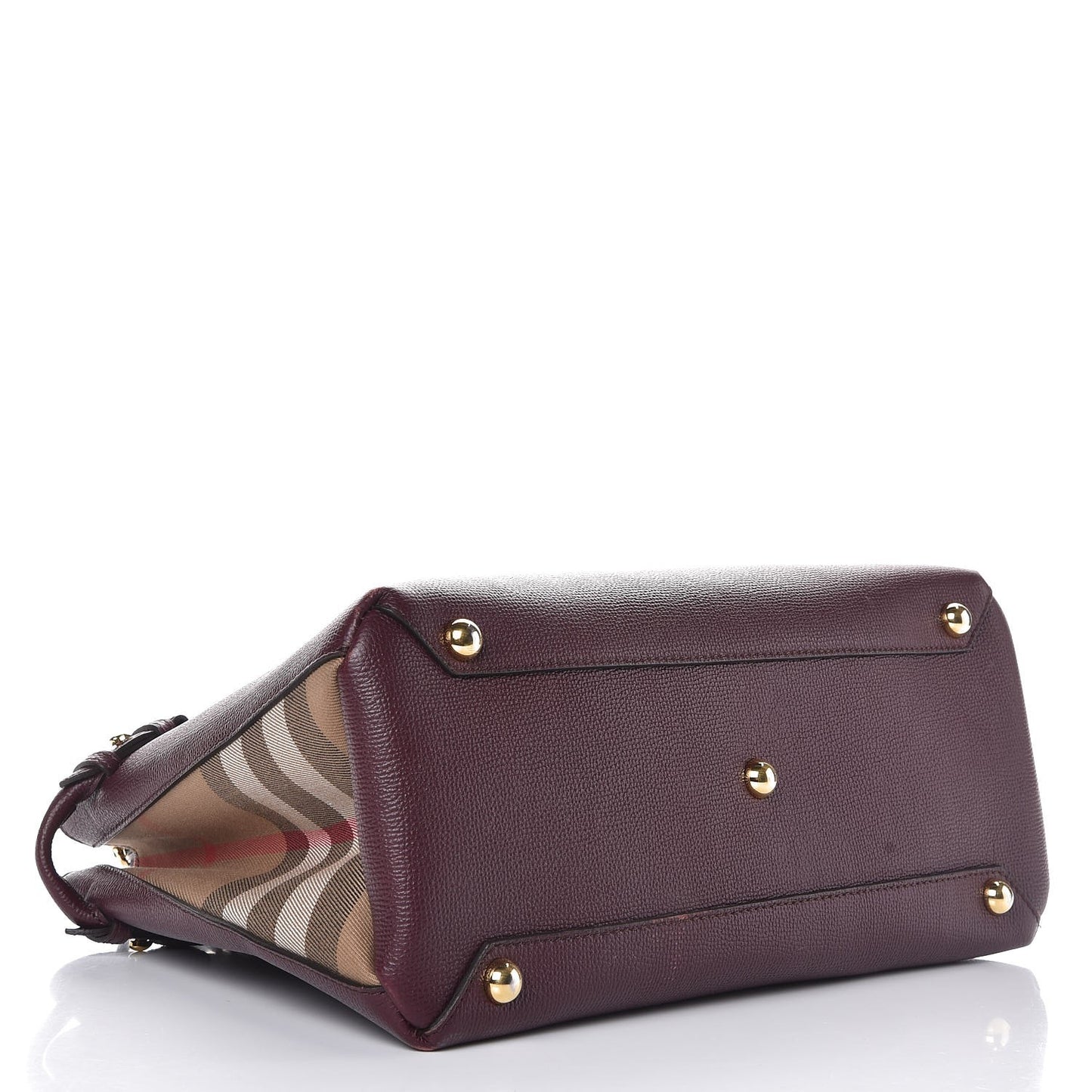Grainy Calfskin House Check Medium Banner Tote Mahogany Red
