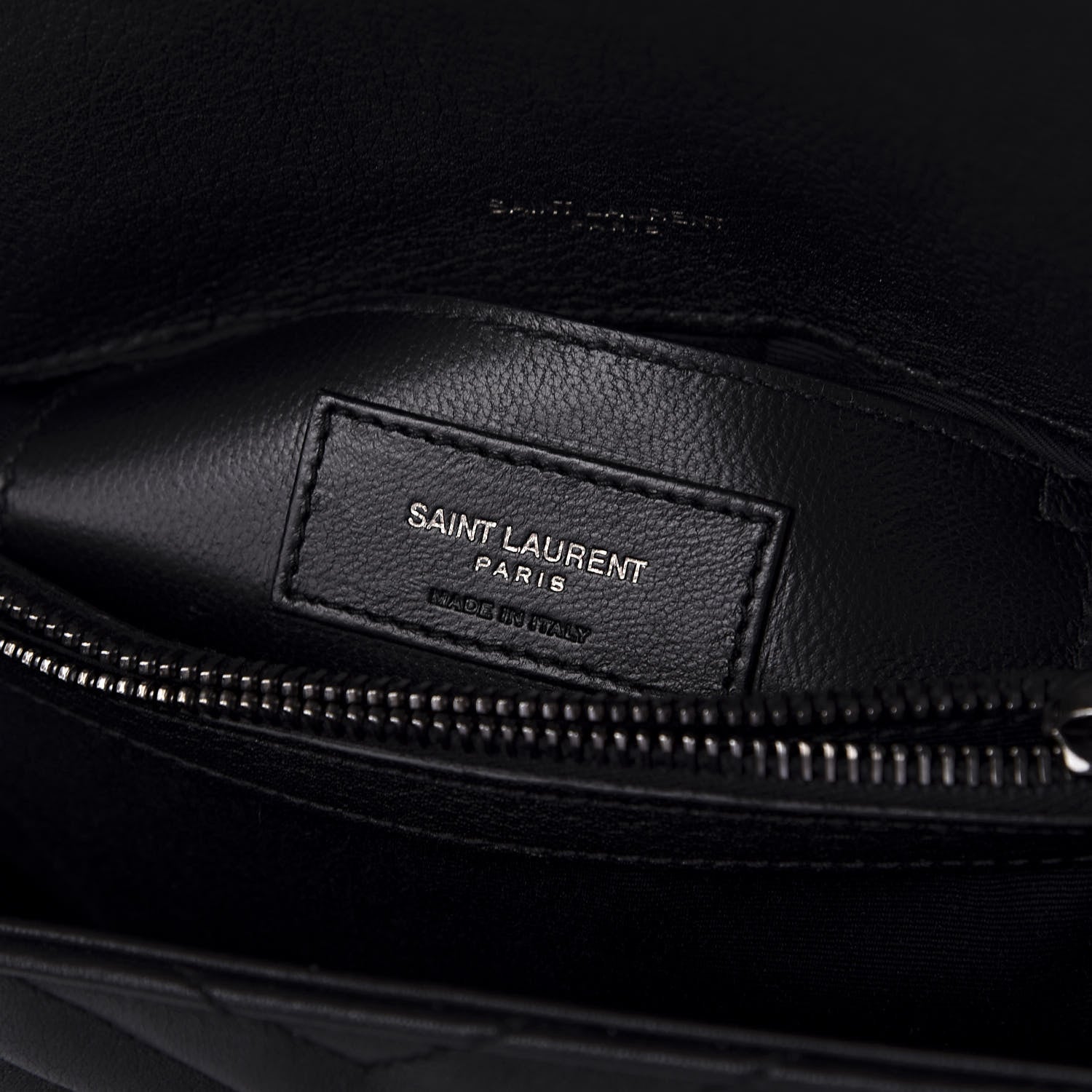 Saint Laurent Sheepskin Matelasse Chevron Monogram Medium College Bag Black 8 of 9