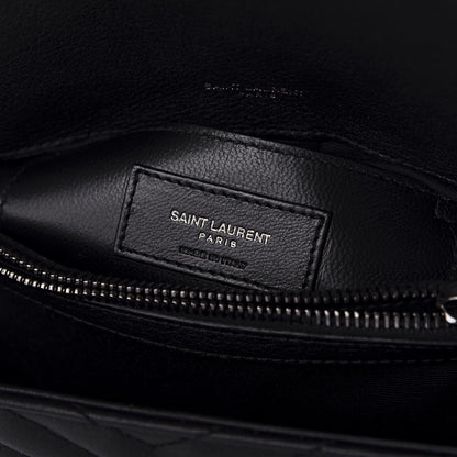 Saint Laurent Sheepskin Matelasse Chevron Monogram Medium College Bag Black 8 of 9