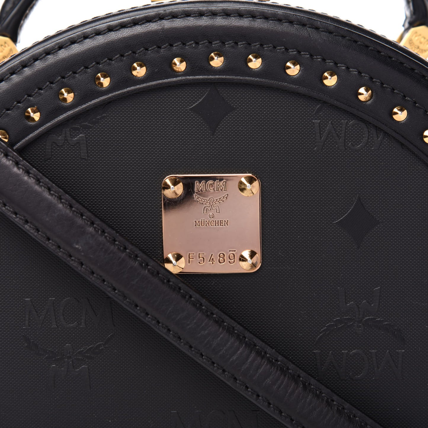 Monogram Coated Canvas Berlin Studded Hat Box Crossbody Black