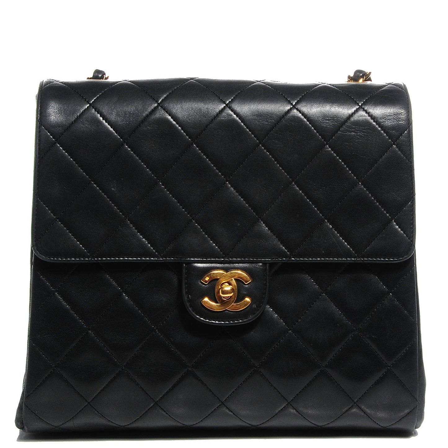 Lambskin Small Accordion Single Flap Black