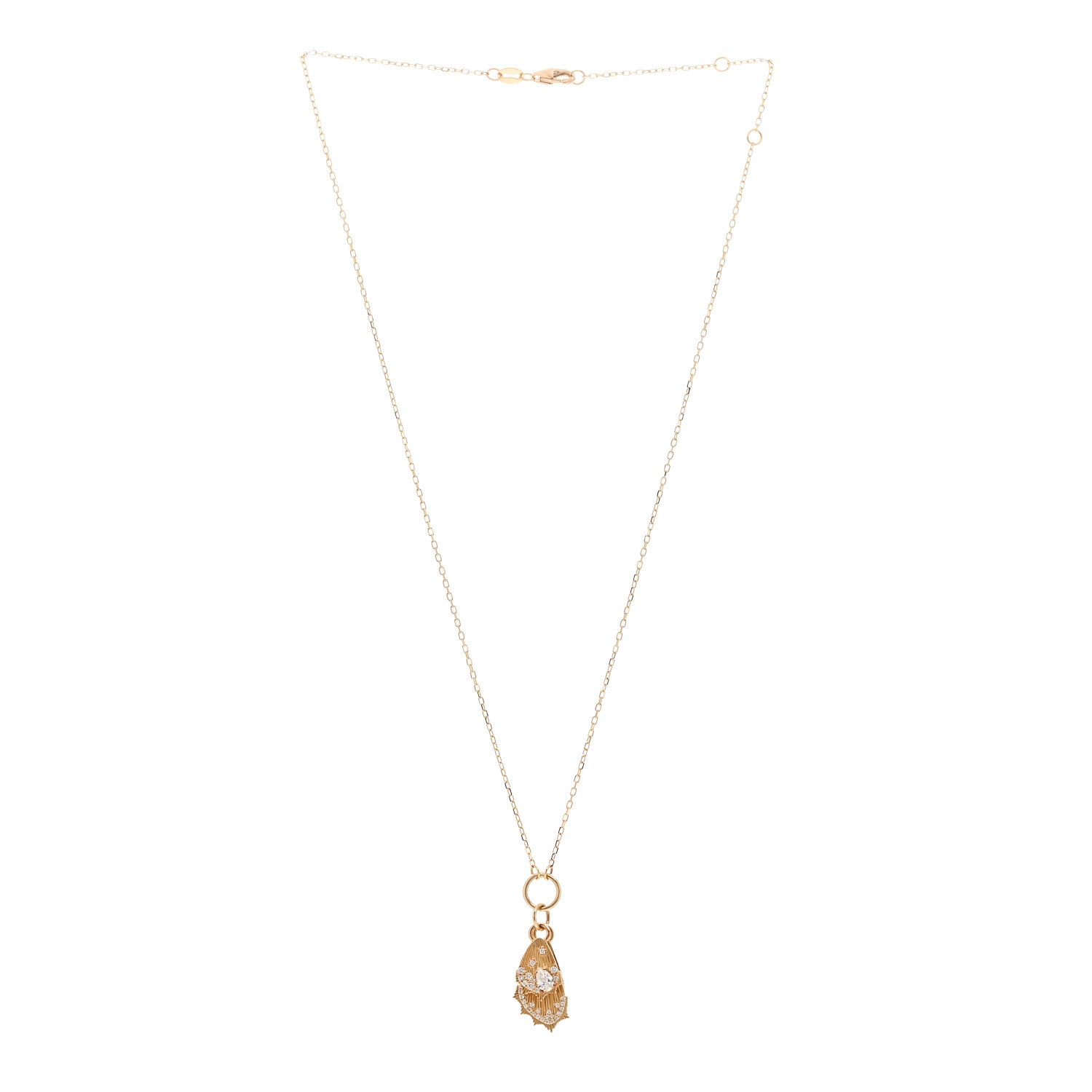 Foundrae 18K Yellow Gold Diamond Encrusted Butterfly Wings Miniature Medallion Necklace 3 of 4