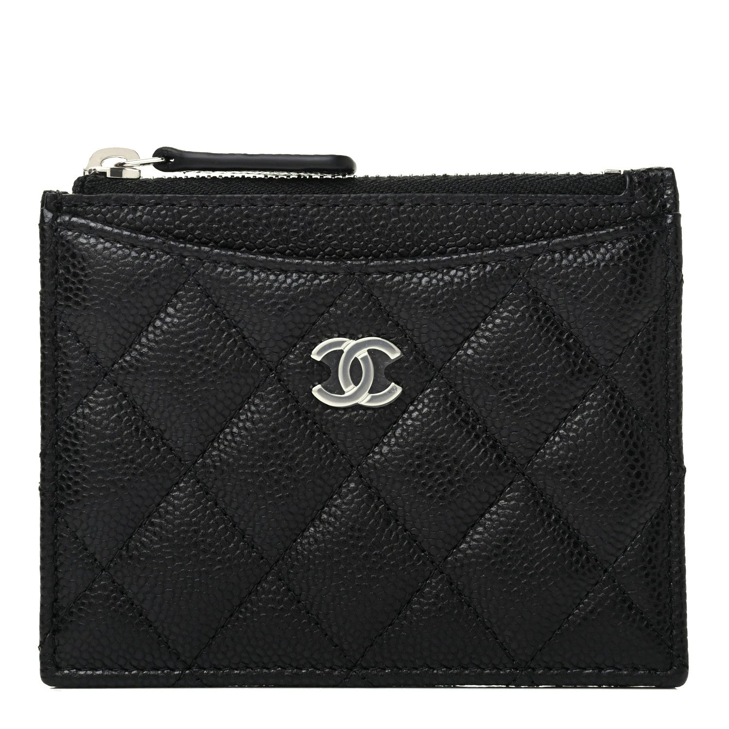 Chanel Caviar Quilted CC Zip Card Holder Black 1 of 9