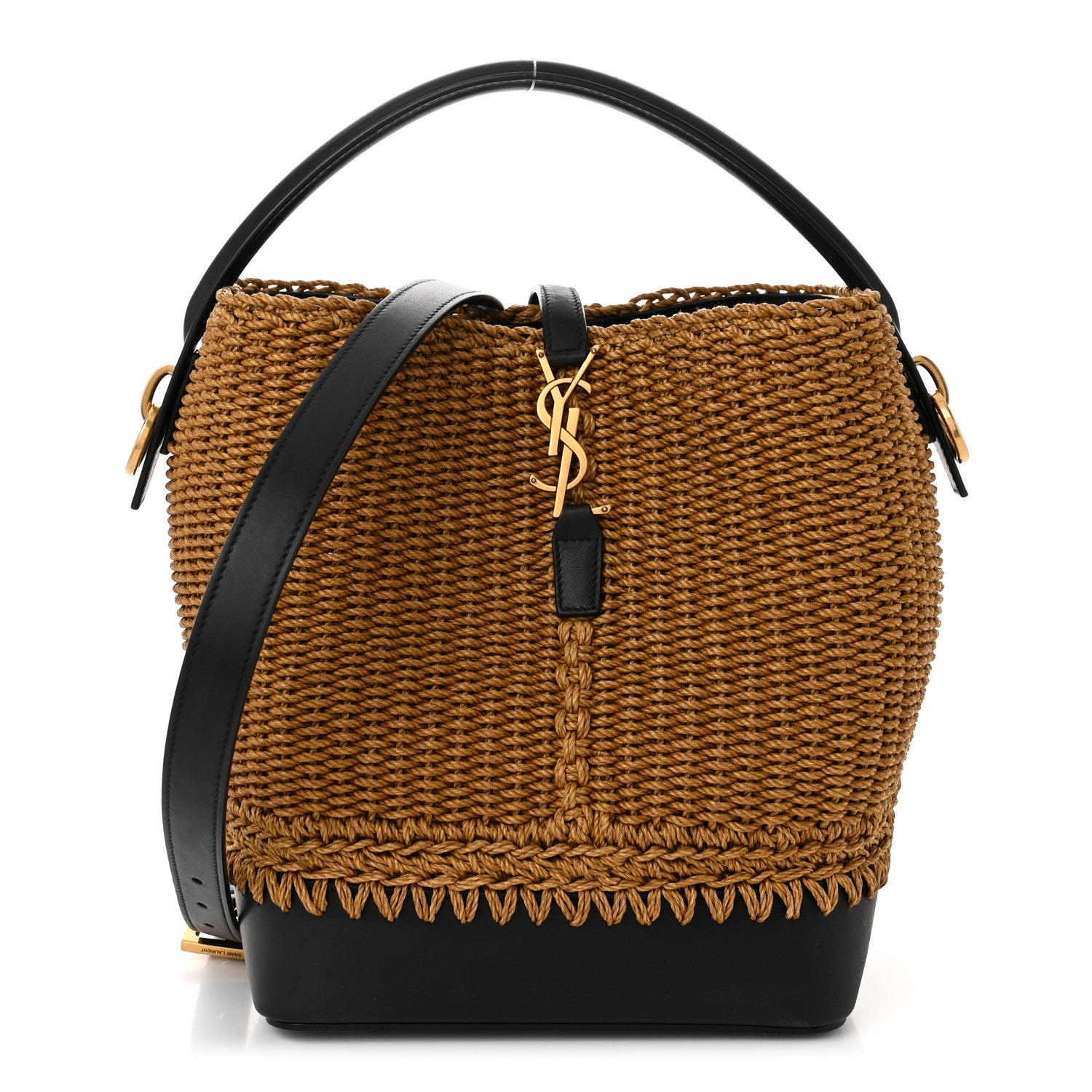 Saint Laurent Raffia Vegetable Le 37 Bucket Bag Natural Black 1 of 11