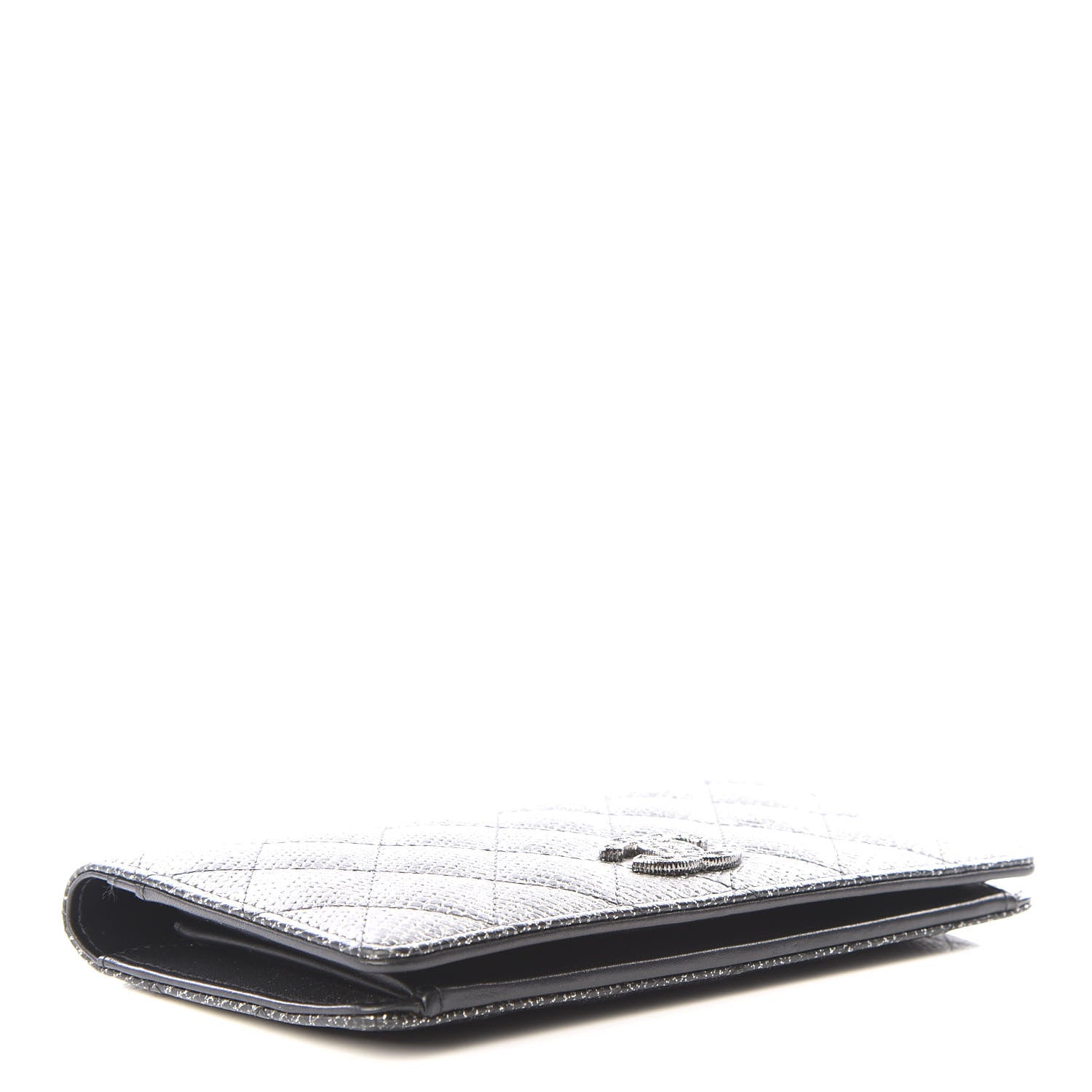 Chanel Glittered Calfskin Quilted Yen Wallet Black 3 of 10
