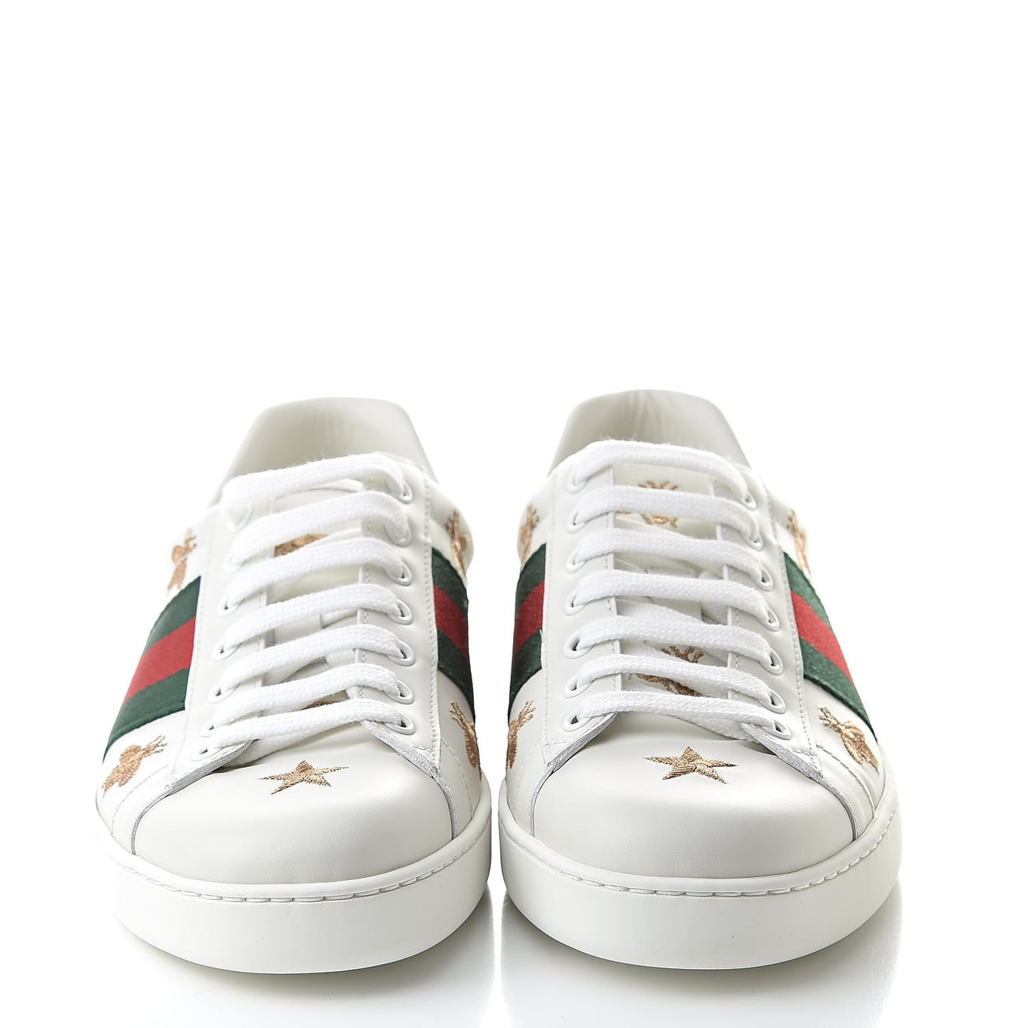 Calfskin Ayers Web Bee Star Embroidered Mens Ace Sneakers 6 White Green