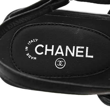 Chanel Lambskin Camellia Thong Sandals 36 Black White 7 of 8