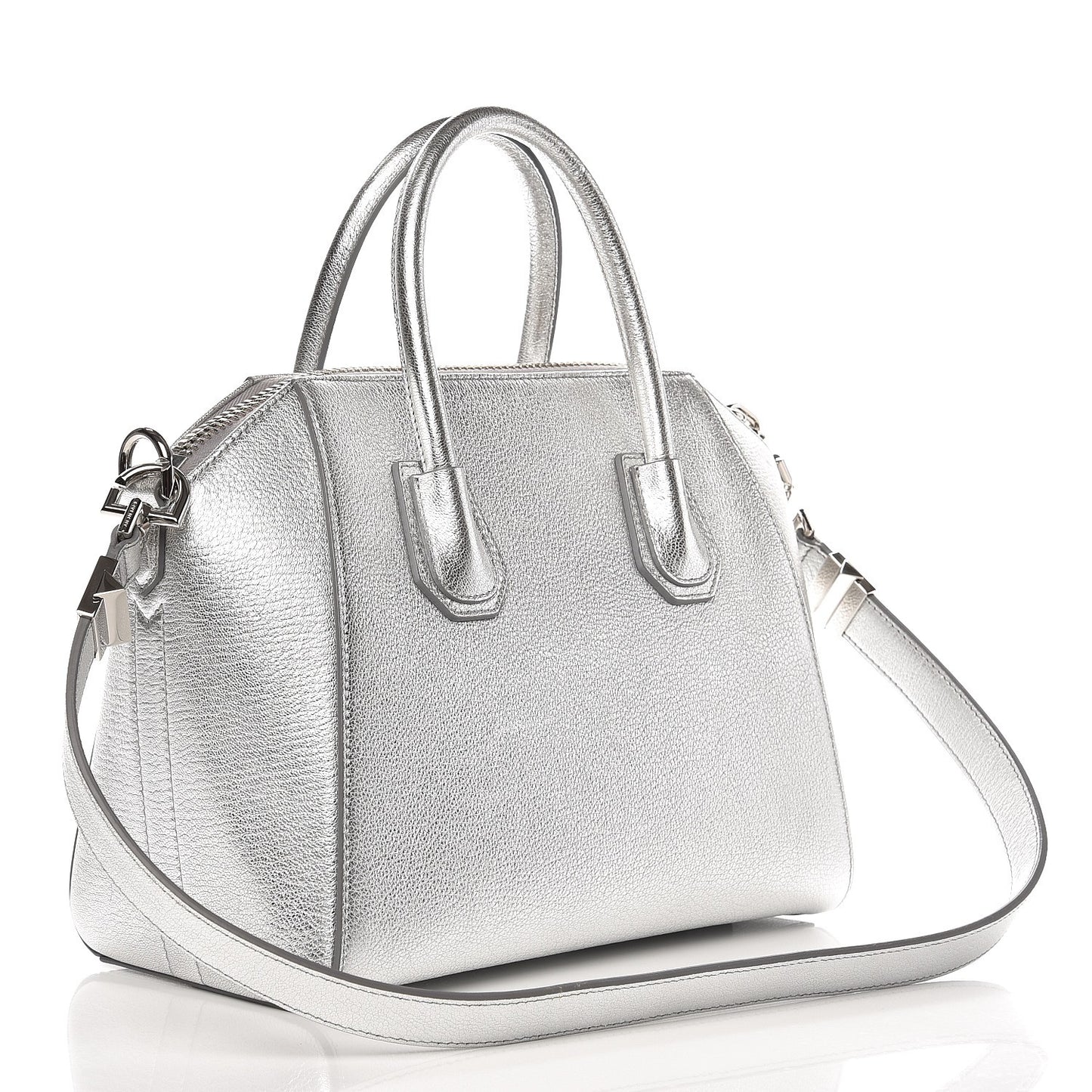 Metallic Sugar Goatskin Small Antigona Silver