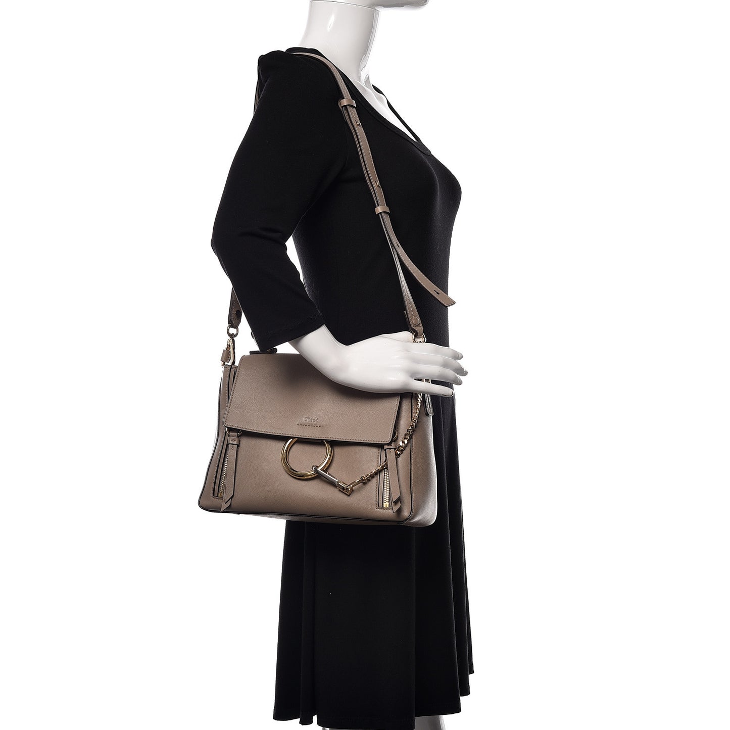 Calfskin Small Faye Day Shoulder Bag Motty Grey