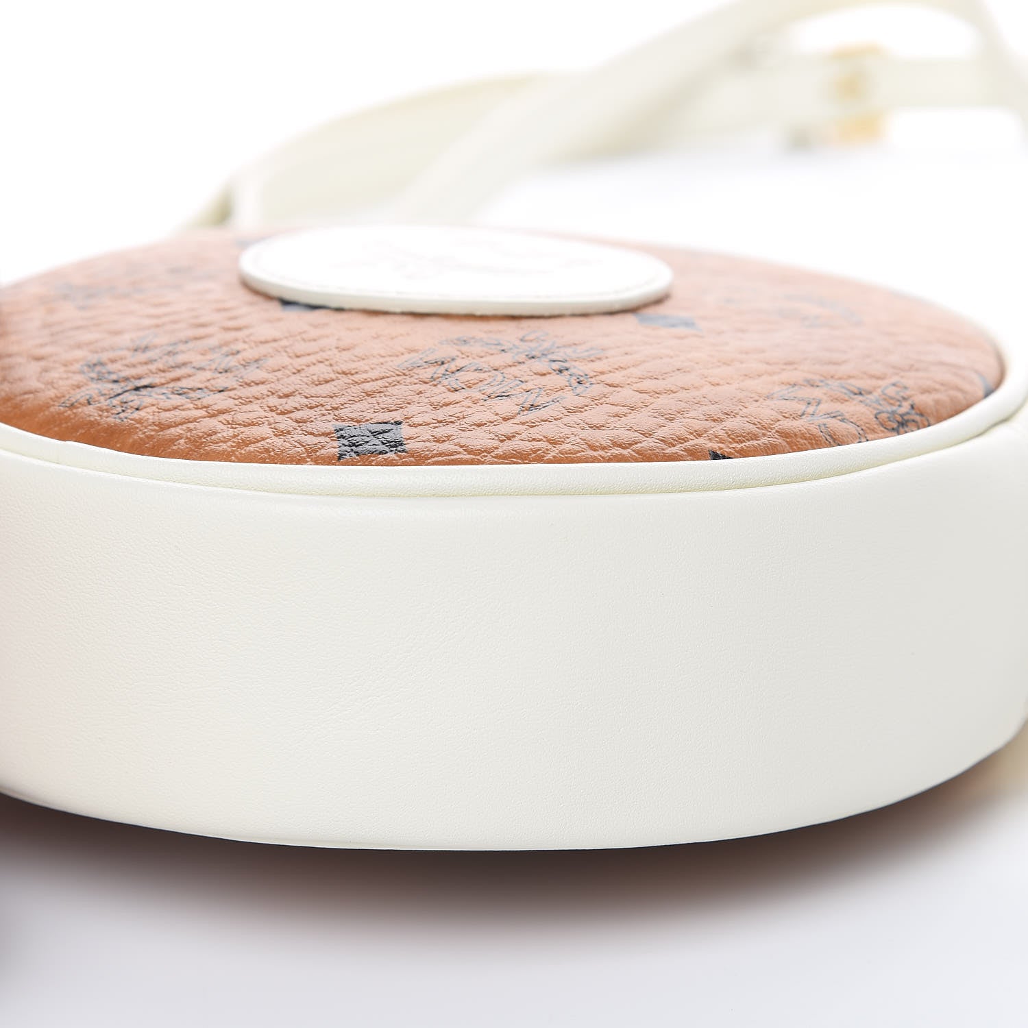 MCM Visetos Small Tambourine Crossbody Cognac Off White 7 of 7