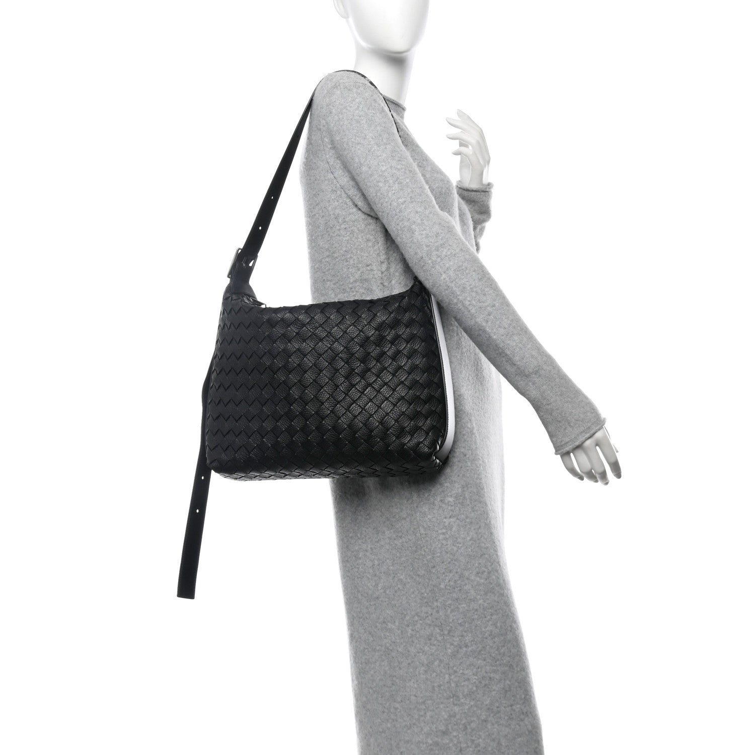 Bottega Veneta Deerskin Intrecciato Small Traveler Hobo Black 2 of 11