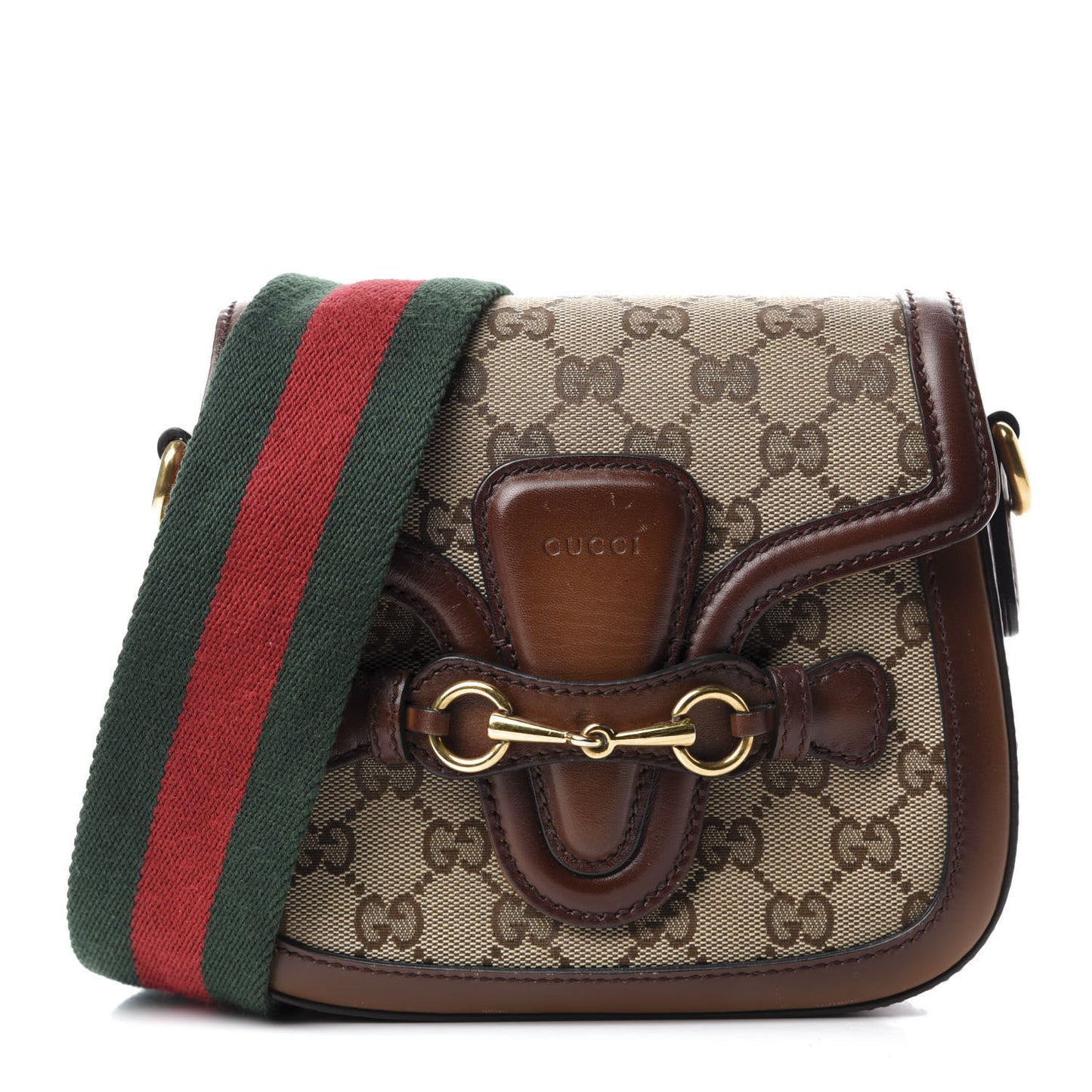 Monogram Small Lady Web Shoulder Bag Beige Cuir