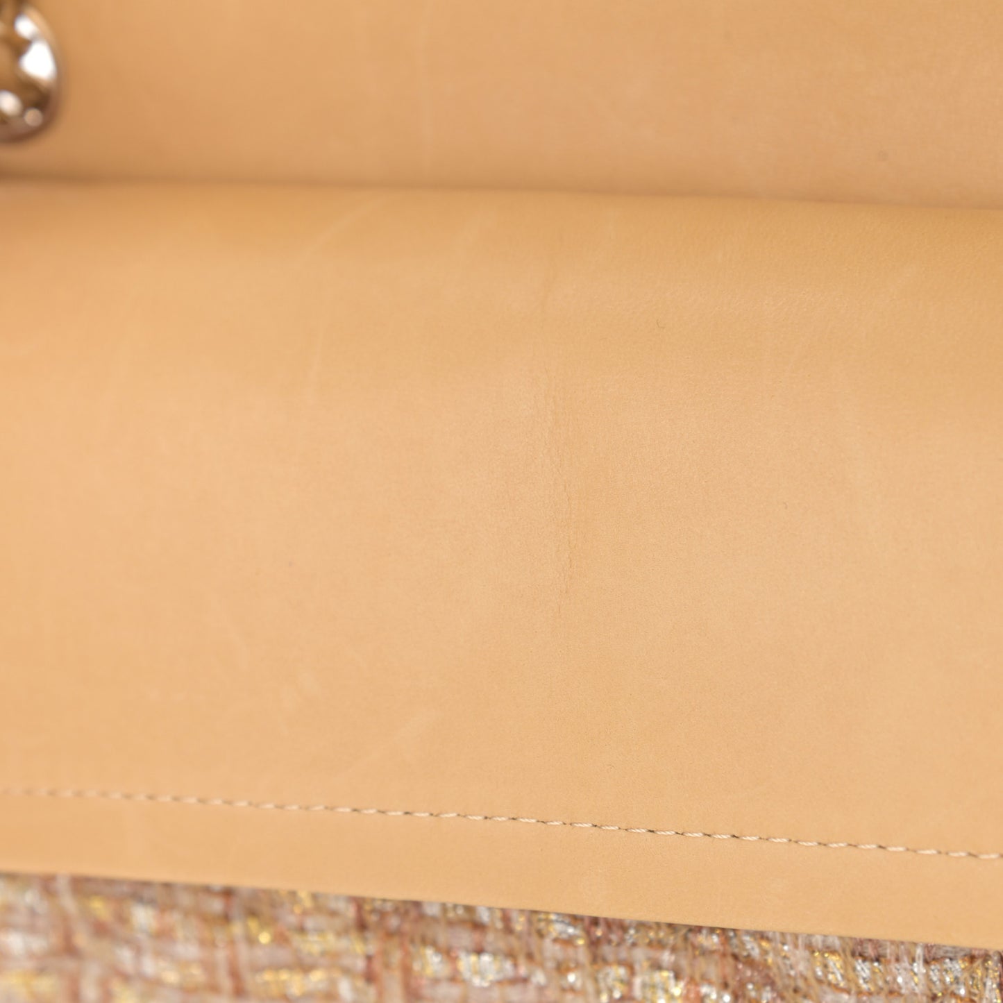Tweed Quilted Medium Double Flap Beige Multicolor