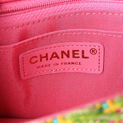 Chanel Cotton Mixed Fibers Woven Mini Rectangular Flap Pink Green 6 of 9
