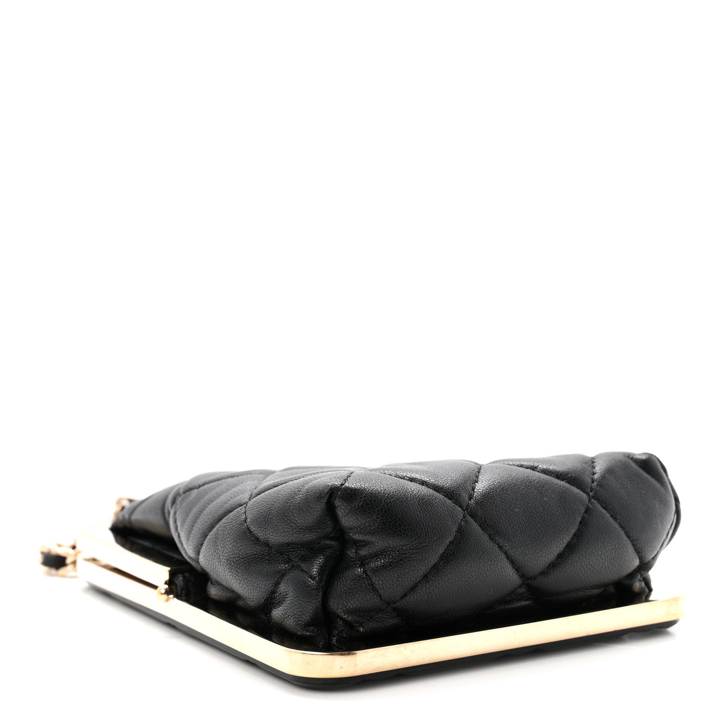 Chanel Lambskin Plexi Quilted CC Evening Clutch With Chain Black 4 of 10