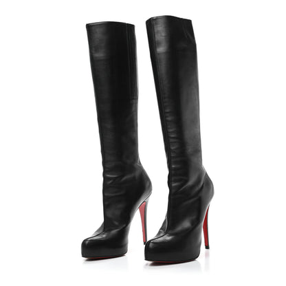 Christian Louboutin Calfskin Bianca Botta 140 Knee Boots 38.5 Black 3 of 7