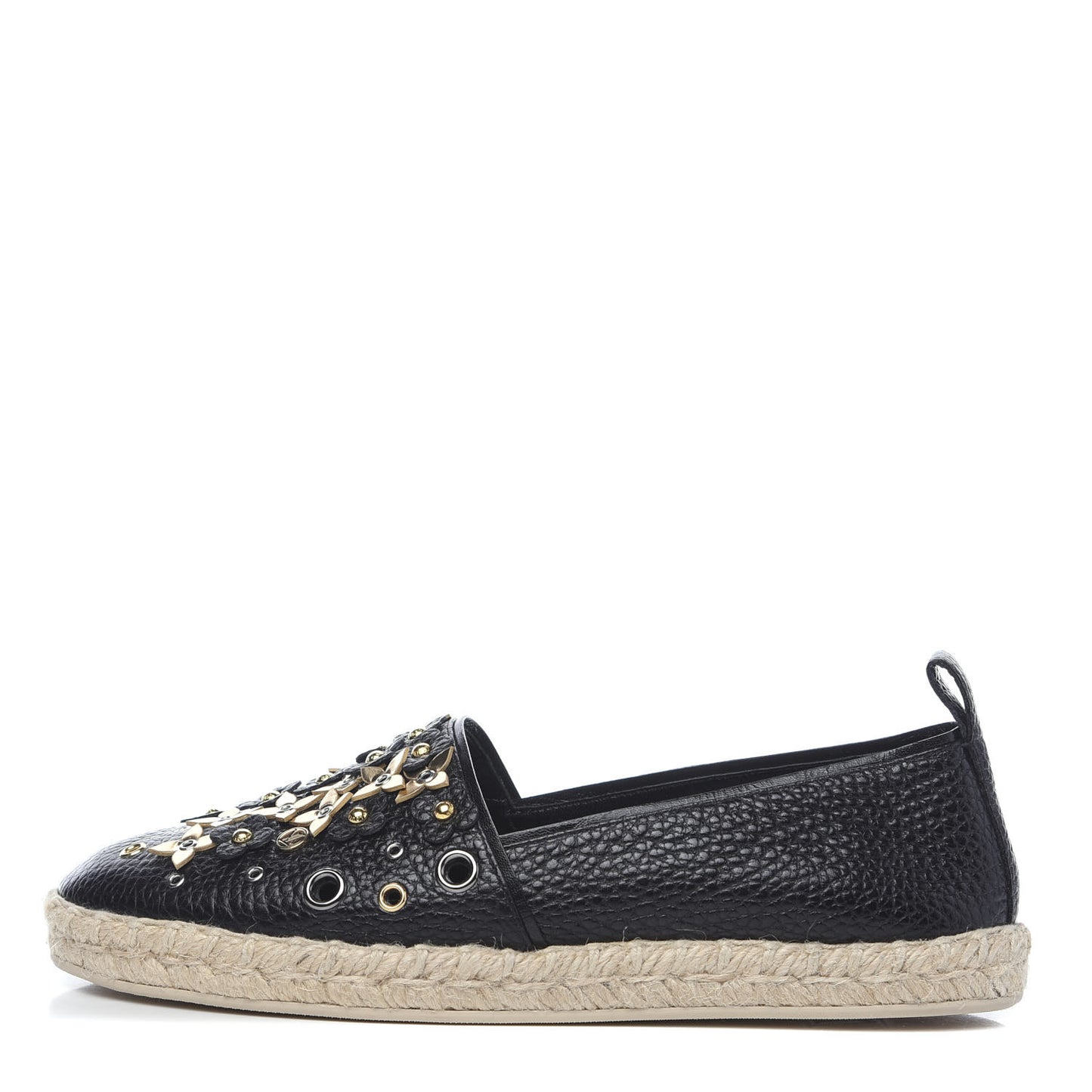 Calfskin Tropical Bloom Espadrille Flat 37 Black