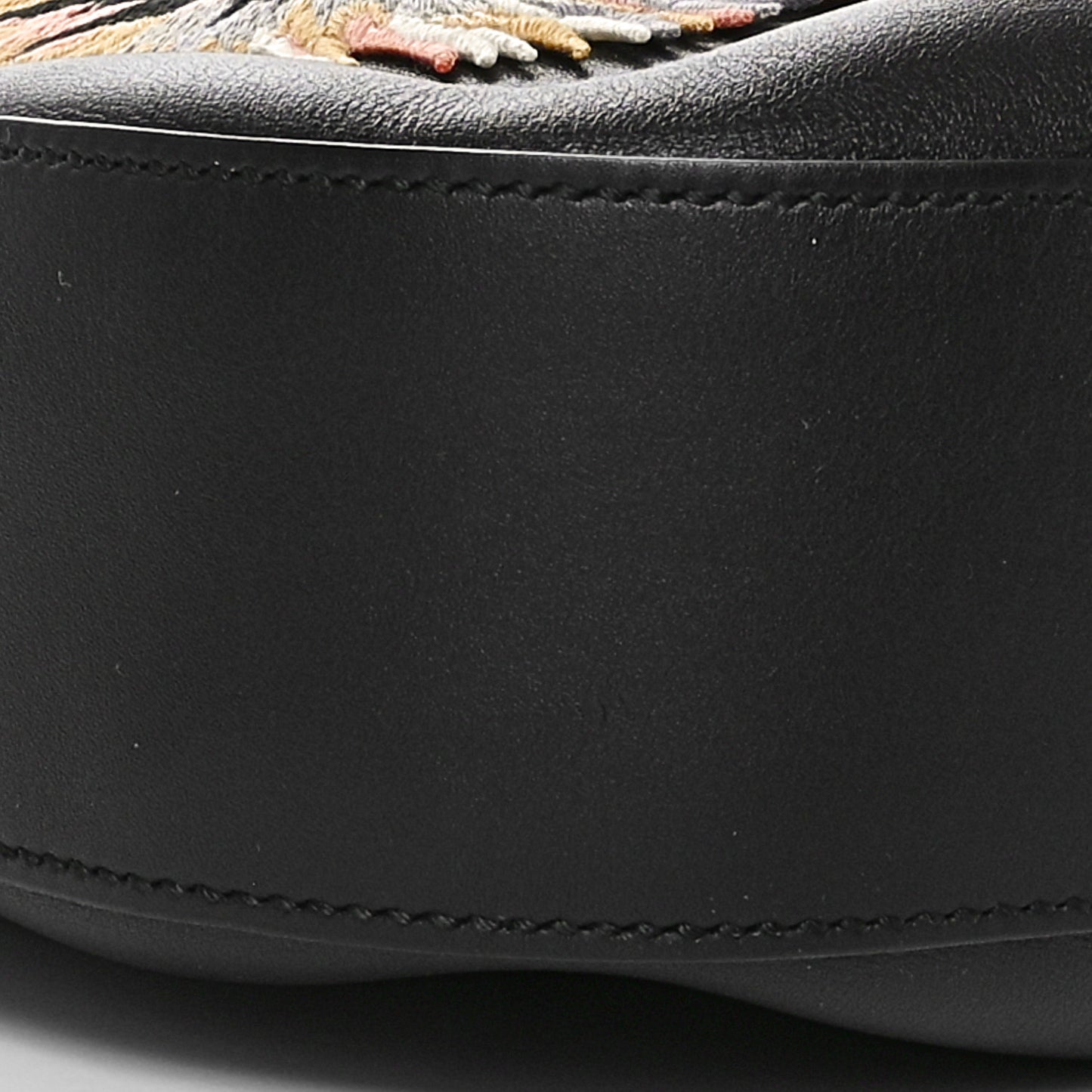 Calfskin Web Tiger Embroidered Large Dionysus Hobo Black