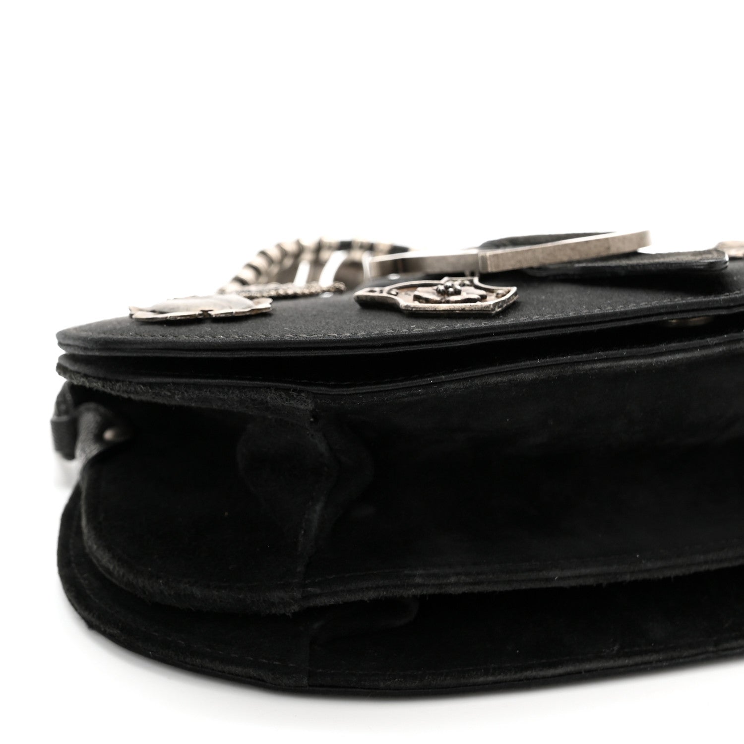 Christian Dior Satin Suede Charms Bag Black 8 of 9