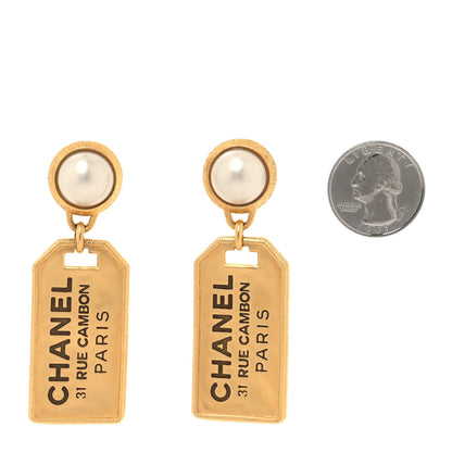 Chanel Pearl CC Tags Drop Earrings Gold 2 of 5