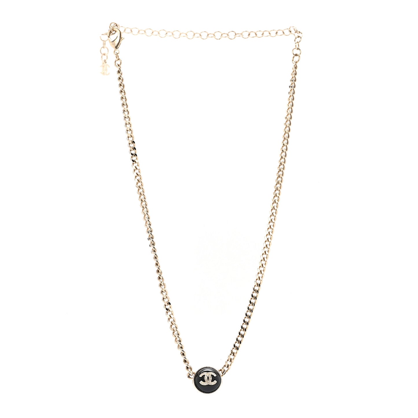 Crystal Resin CC Chain Link Short Necklace Black Gold