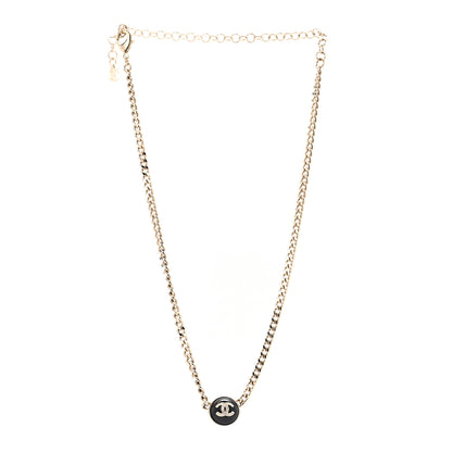 Chanel Crystal Resin CC Chain Link Short Necklace Black Gold 3 of 5