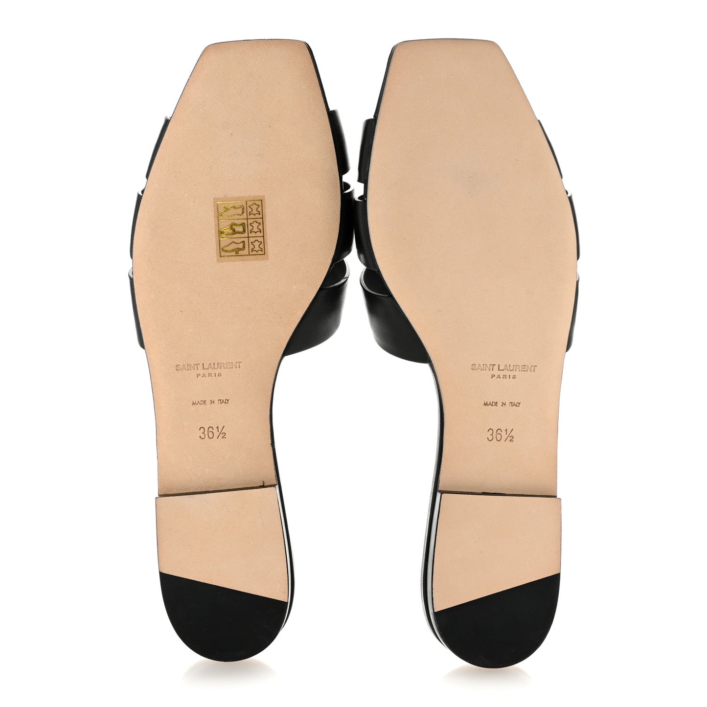 Calfskin Tribute 05 Slide Sandals 36.5 Black
