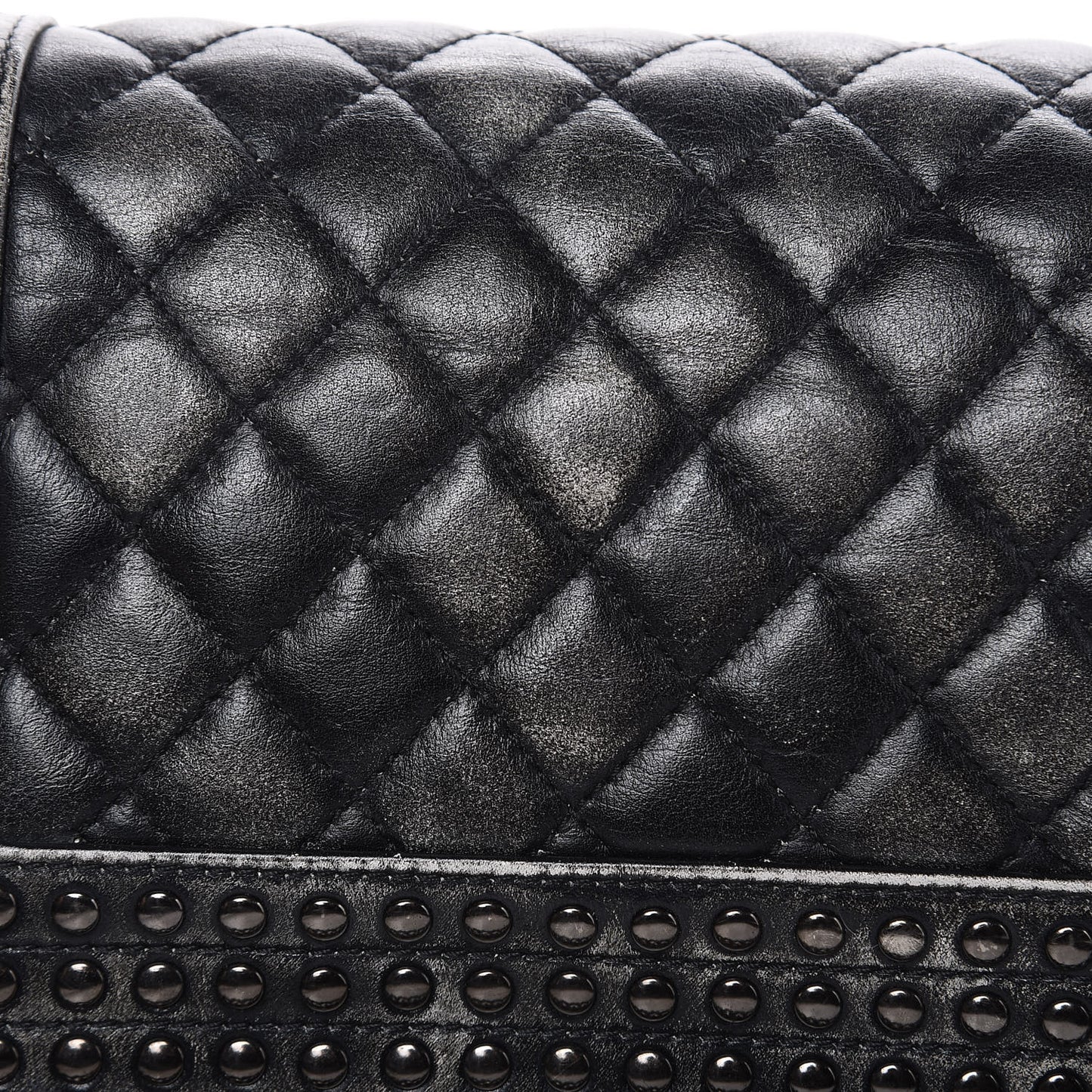 Faded Calfskin Quilted Small Studded Boy Flap Grey