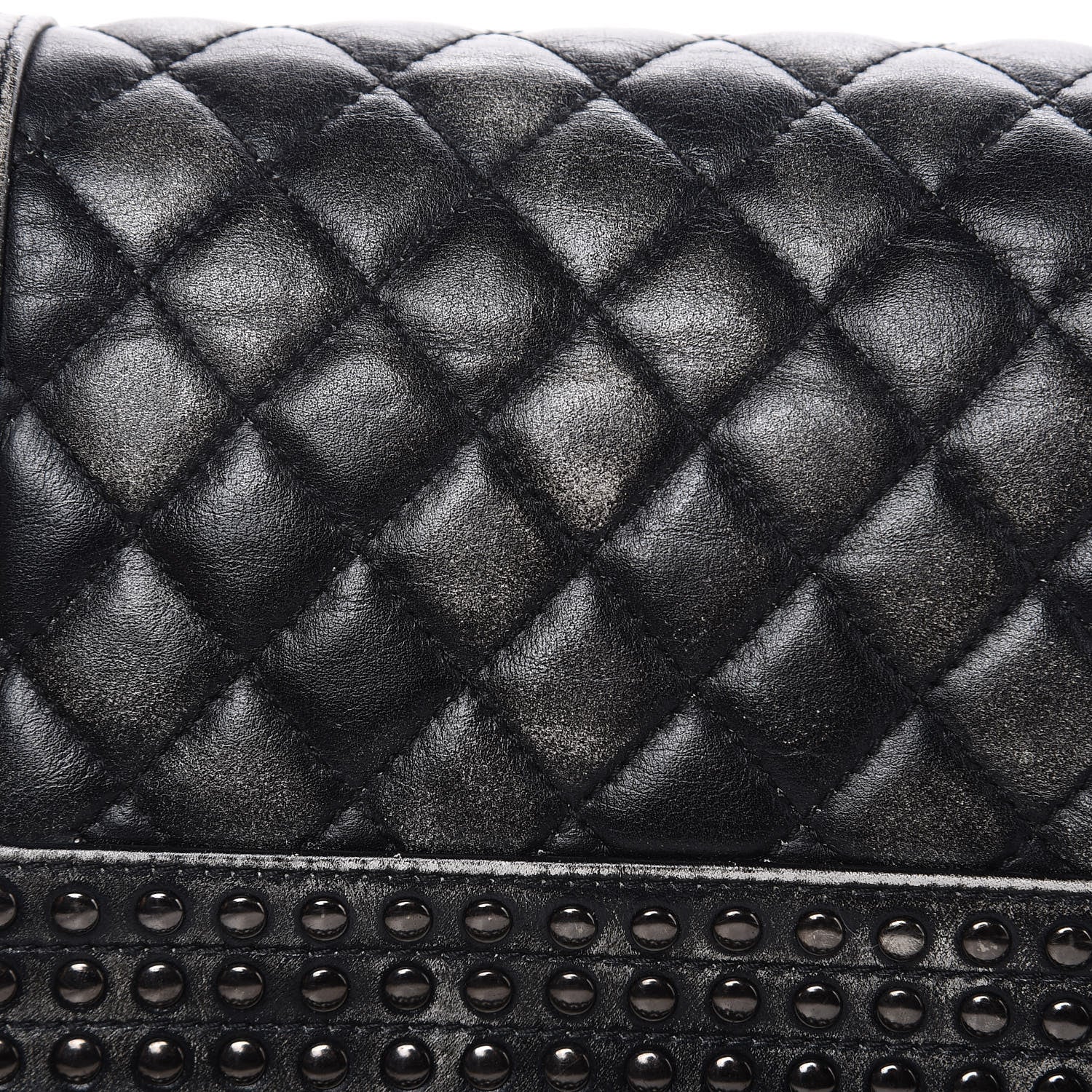Chanel Faded Calfskin Quilted Small Studded Boy Flap Grey 10 of 14