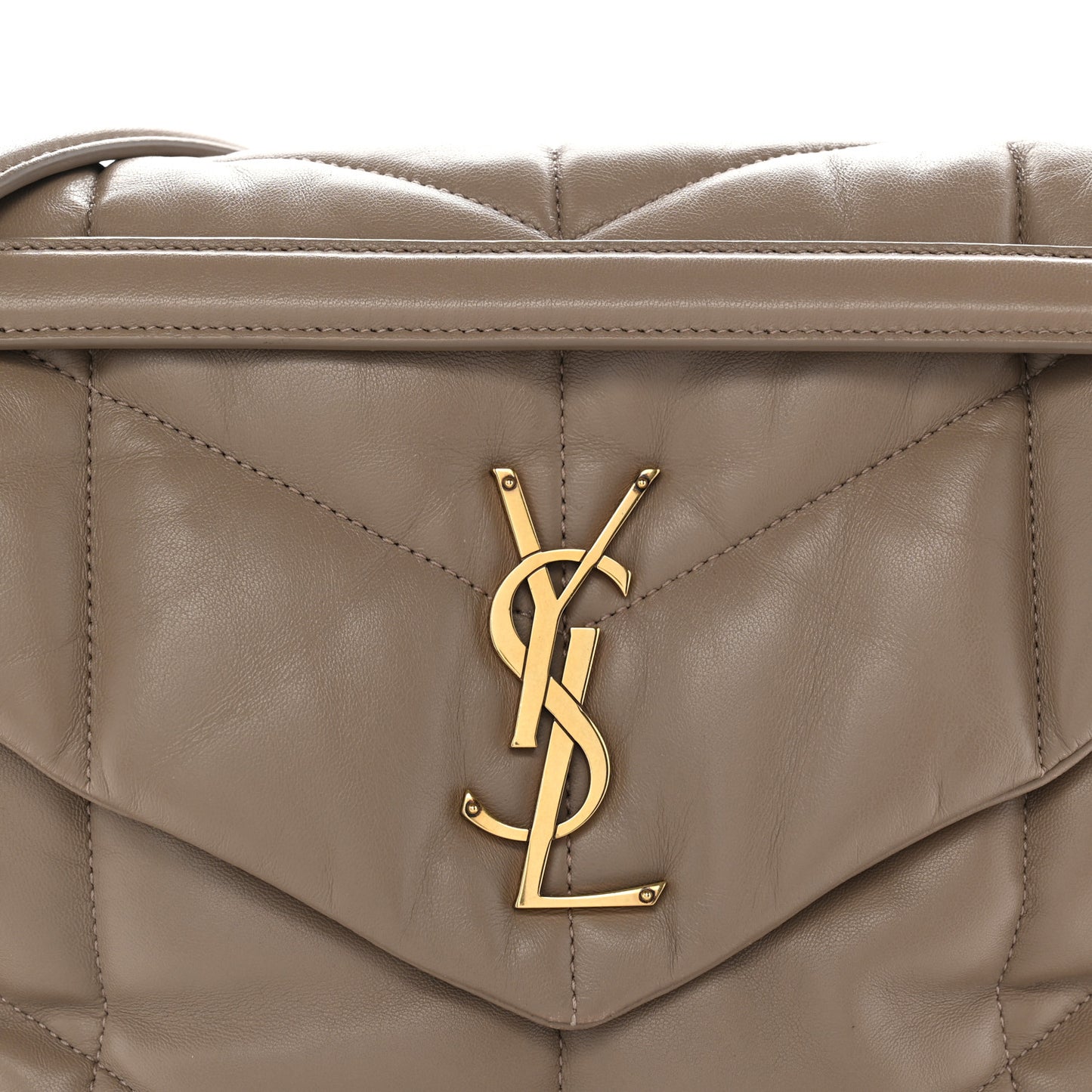 Lambskin Quilted Medium Loulou Puffer Monogram Chain Satchel Dark Beige