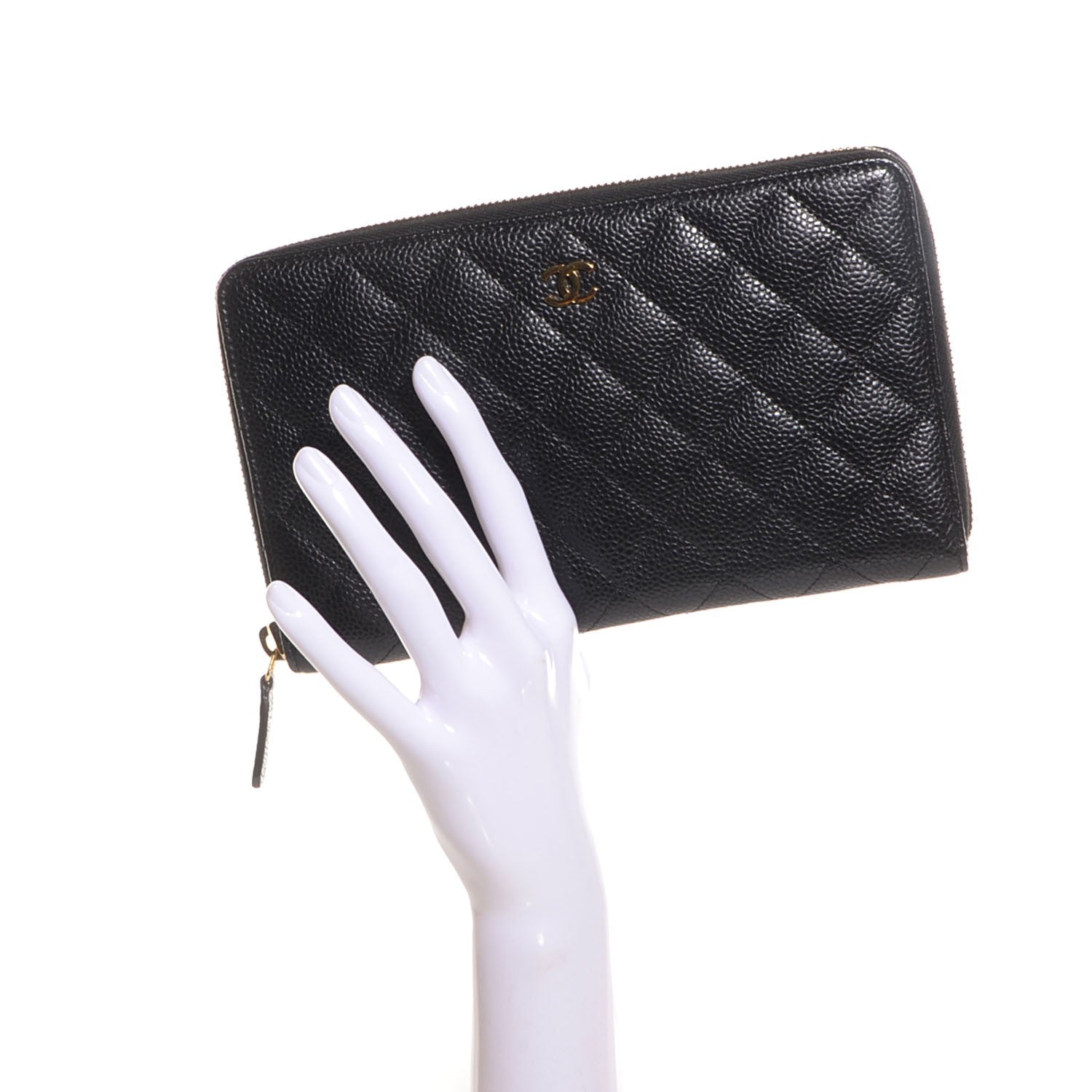Chanel Caviar Quilted Large Zip Around Wallet Black 2 of 8
