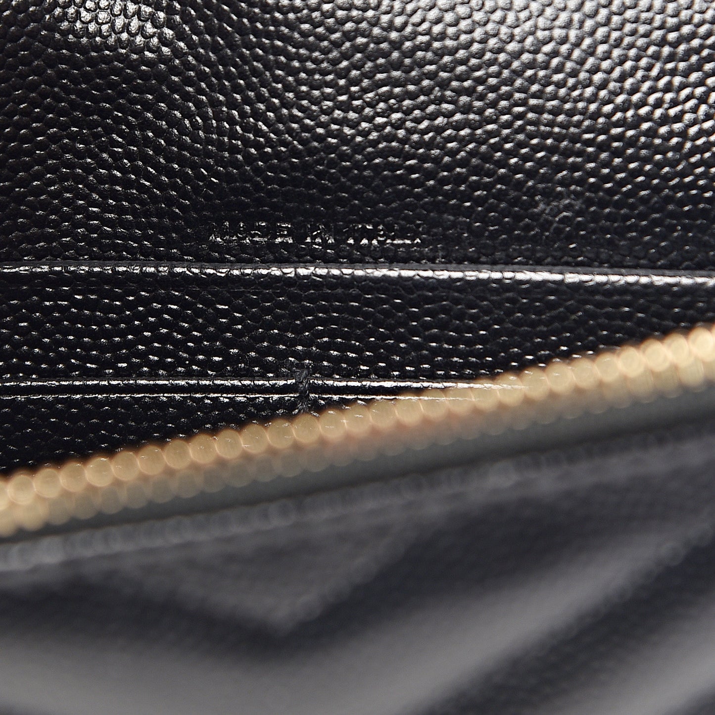 Grain De Poudre Matelasse Chevron Monogram Envelope Chain Wallet Black