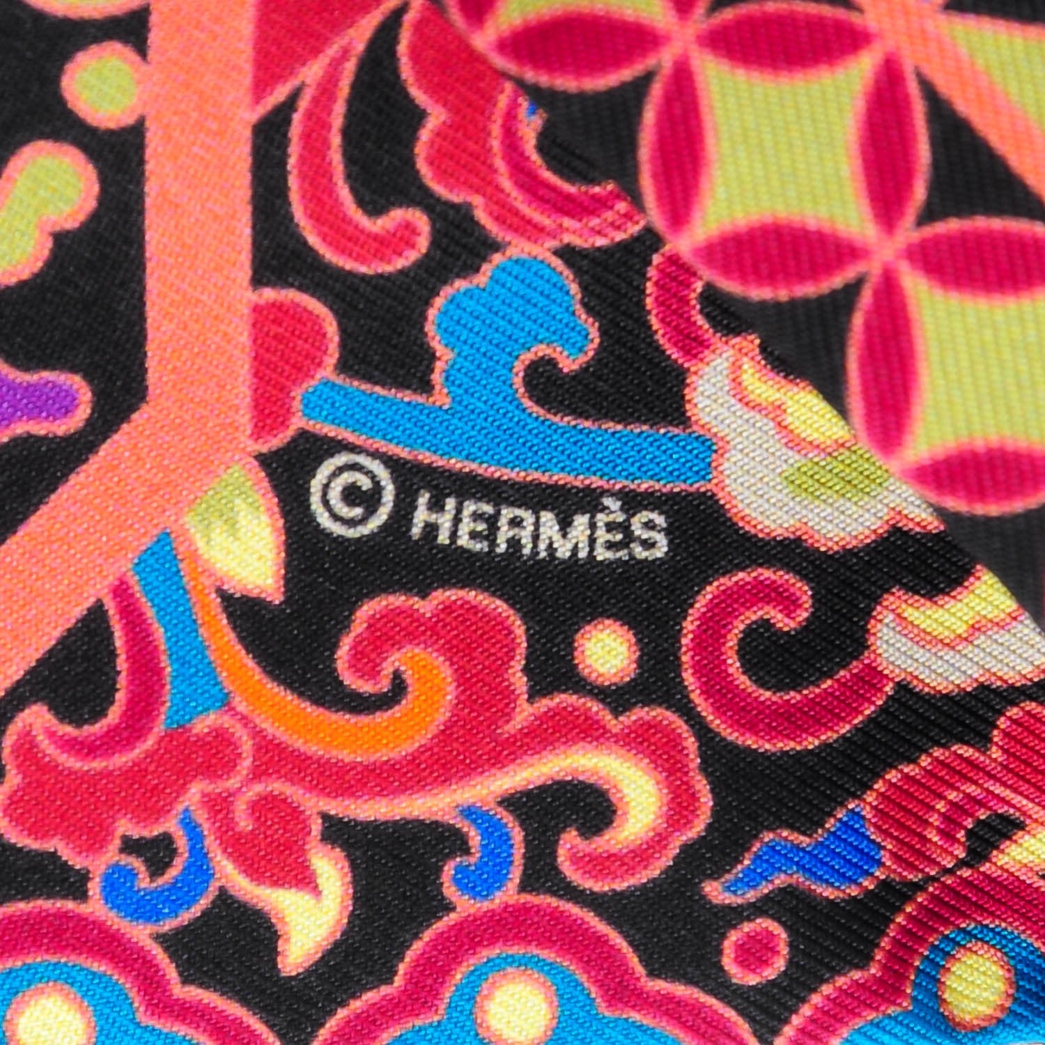 Hermes Silk Collections Imperiales Twilly Orange Fuchsia Black 4 of 6
