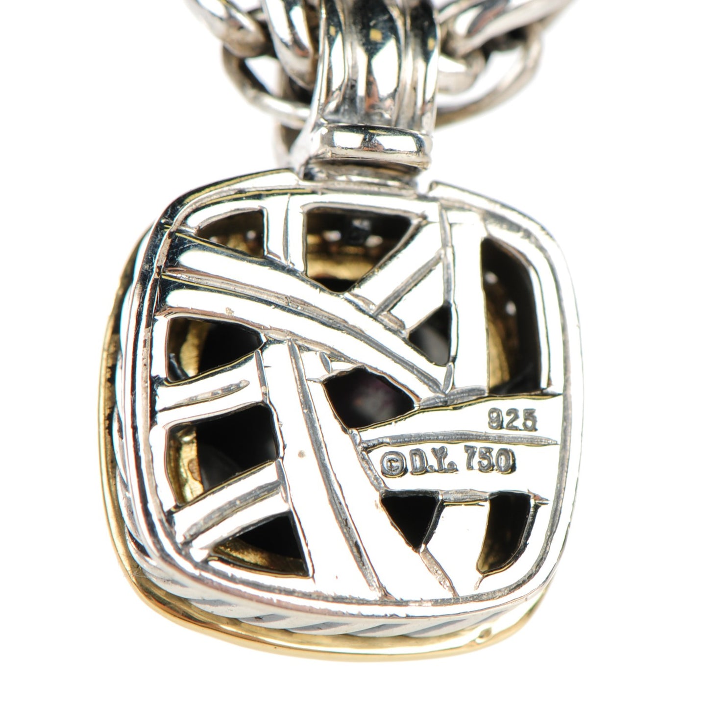 Sterling Silver 18K Yellow Gold Black Onyx Pave Diamond 7mm Petite Albion Wheat Chain Necklace