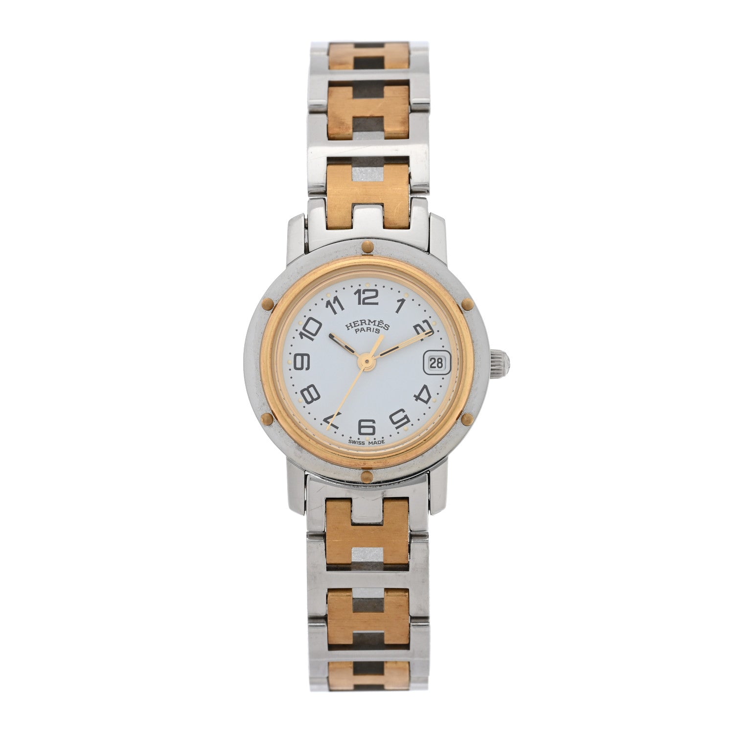 Hermes Stainless Steel 24mm Clipper Quartz Watch Gold 1 of 4