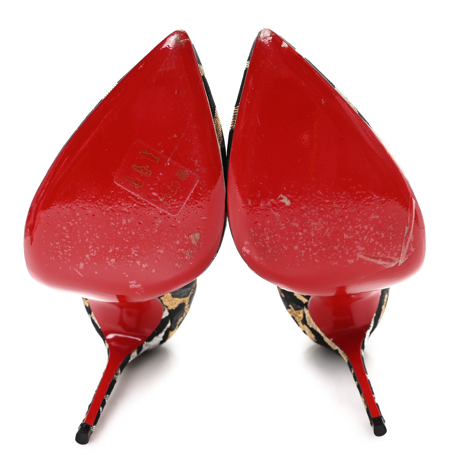 Christian Louboutin Lurex Feline Corneille 100 Pumps 38.5 Black Gold 6 of 11