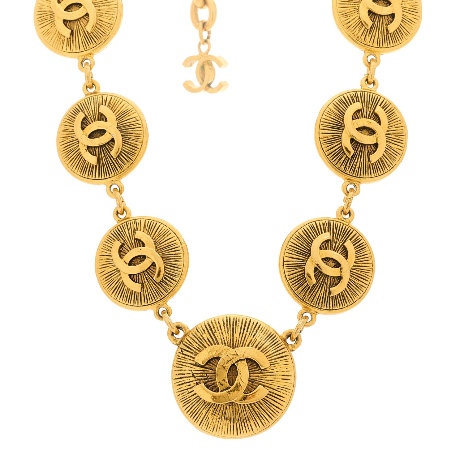 Chanel Metal CC Medallion Necklace Gold 1 of 4