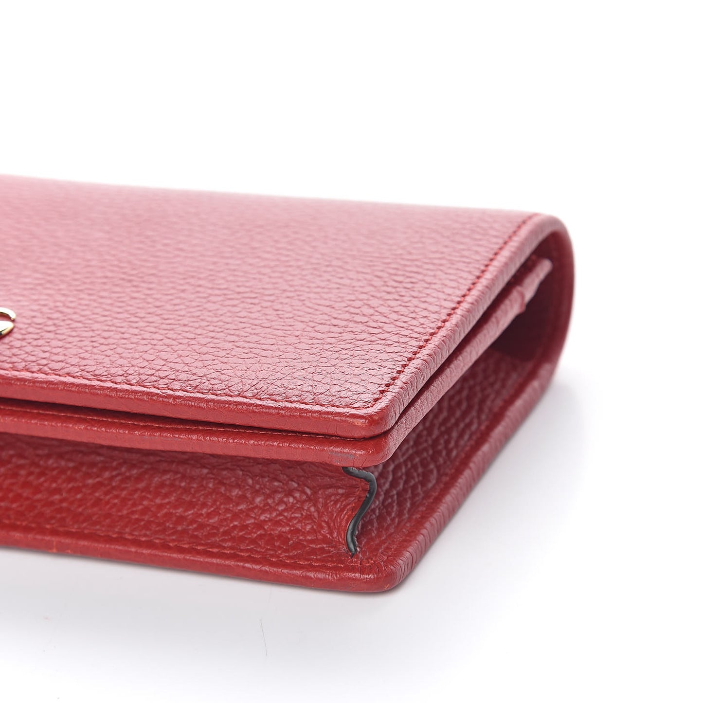 Dollar Calfskin Mini GG Marmont Chain Wallet Hibiscus Red