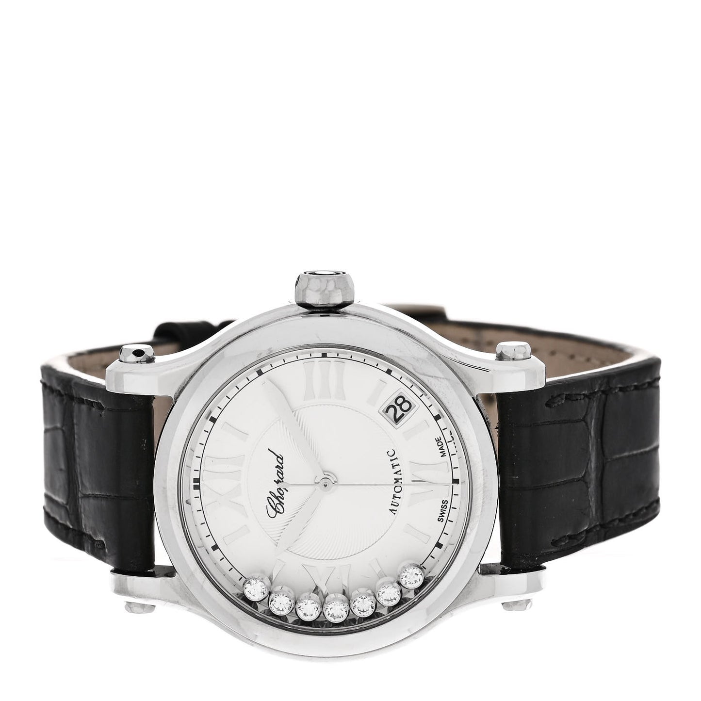 Stainless Steel Alligator 7 Diamond 36mm Happy Sport Automatic Watch