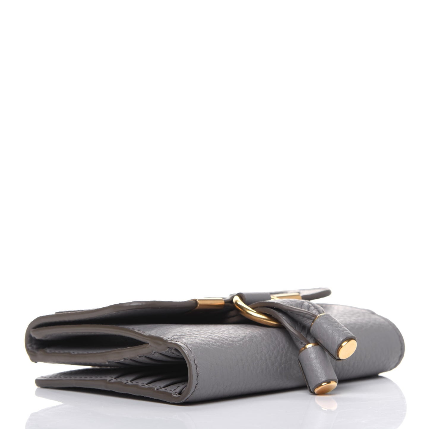 Grained Calfskin Marcie Square Wallet Cashmere Grey