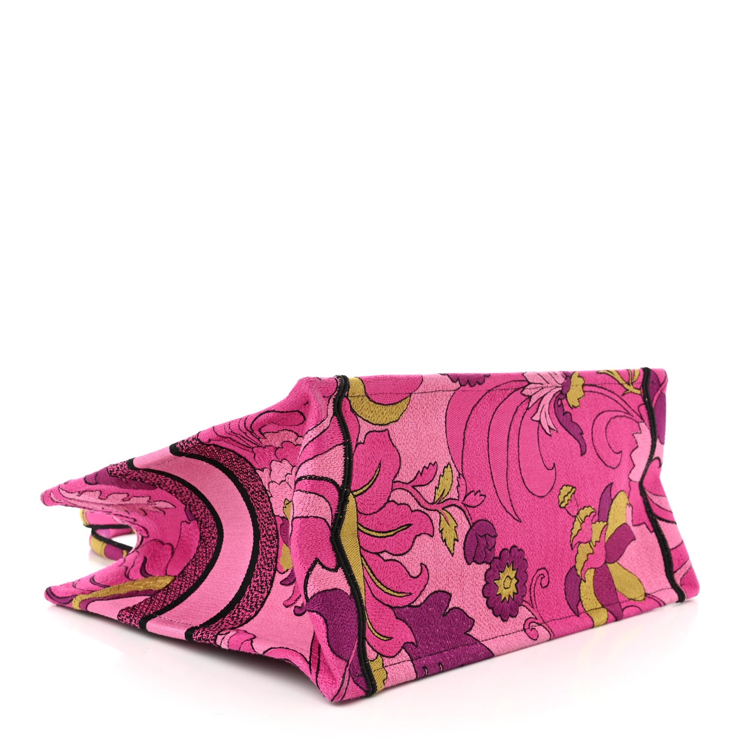Canvas Embroidered Medium Book Tote Fuchsia Multicolor