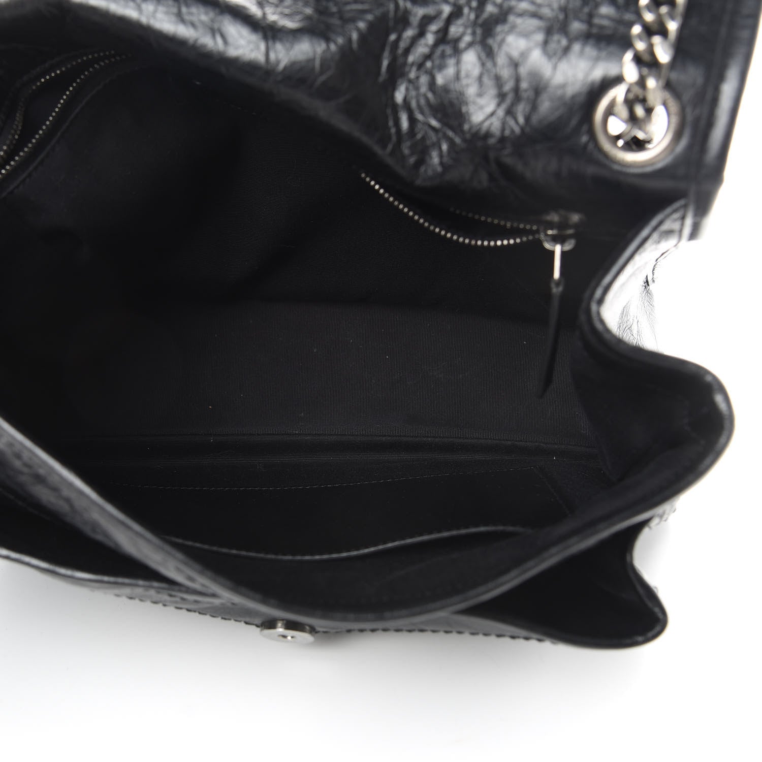 Saint Laurent Crinkled Calfskin Matelasse Monogram Large Niki Chain Satchel Black 5 of 12