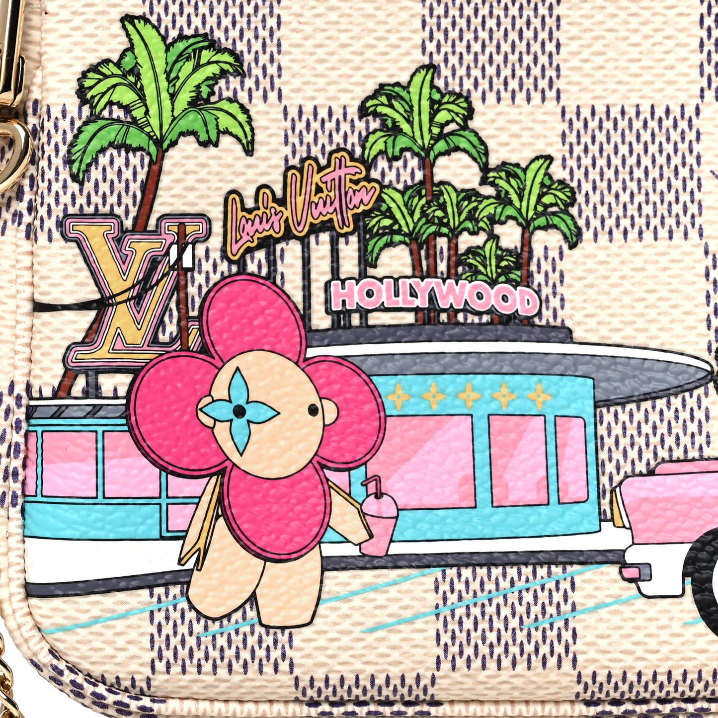 Damier Azur 2021 Christmas Animation Hollywood Mini Pochette Accessories Fuchsia