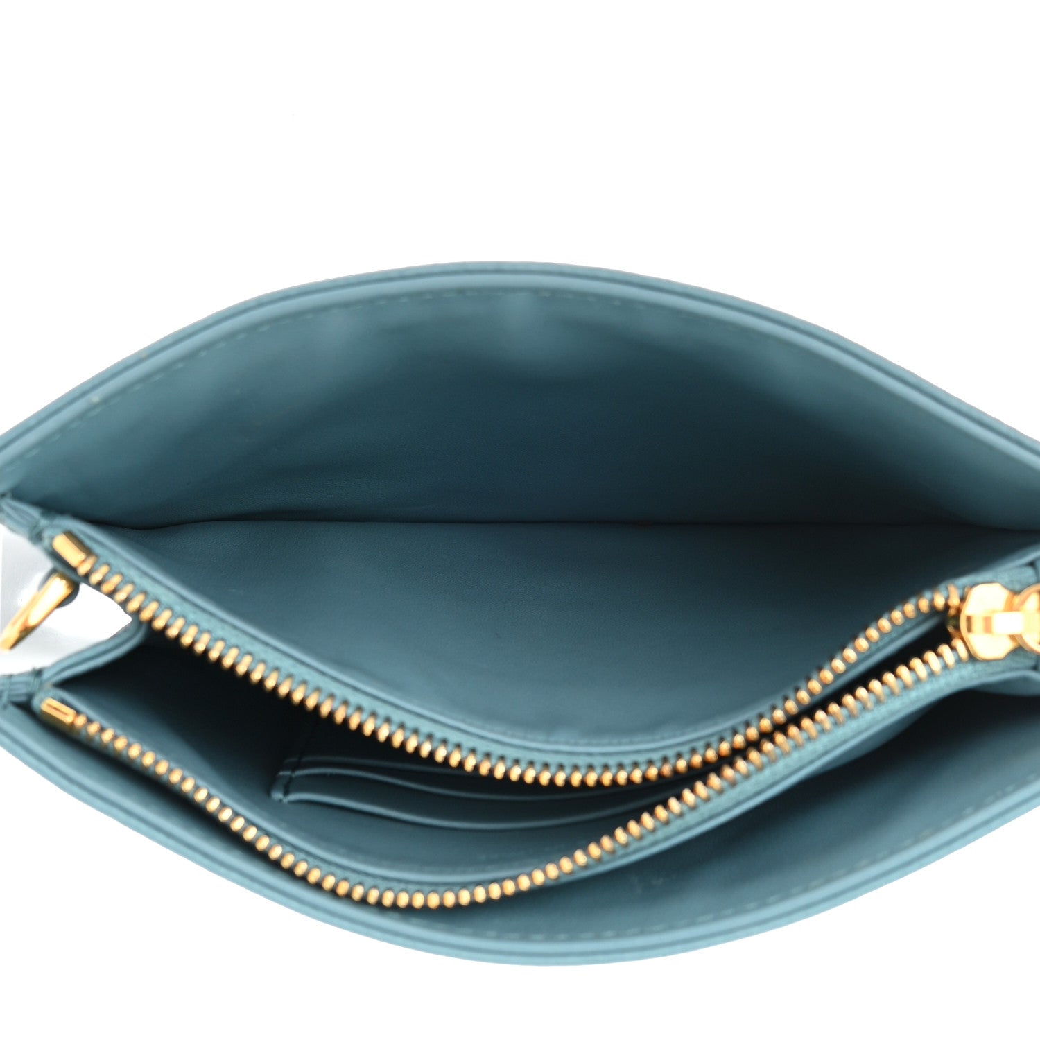 Christian Dior Calfskin Cannage Caro Zipped Pouch With Chain Cloud Blue 7 of 14